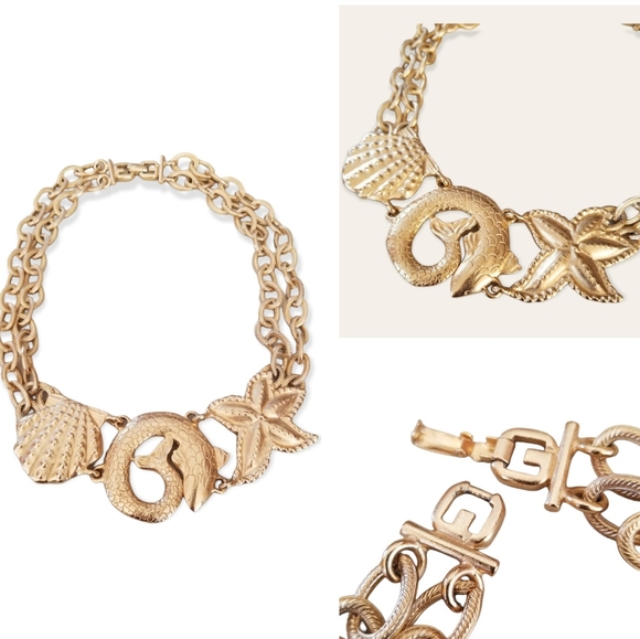 Vintage Diane Von Furstenberg Couture Gold Tone Nautical Statement Necklace - Picture 4 of 14